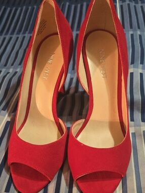 Nine West Red Leather Red Heels